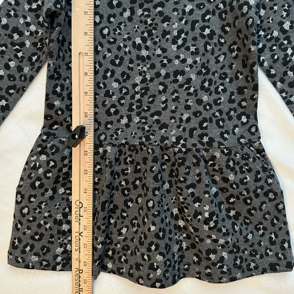 Primigi Leopard Print Long Sleeve Dress Baby 18M Gray Black Silver Cotton NTW